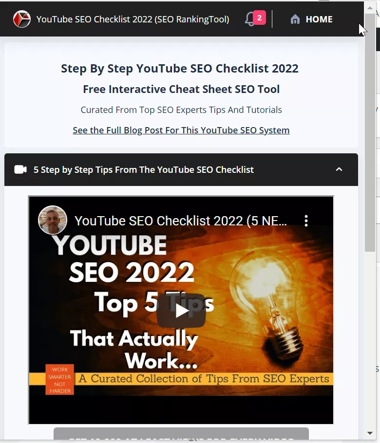 youtube seo checklist 2022